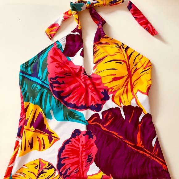 Jantzen Tankini Top Swimwear, Sz 10, Halter Style - Picture 3 of 7